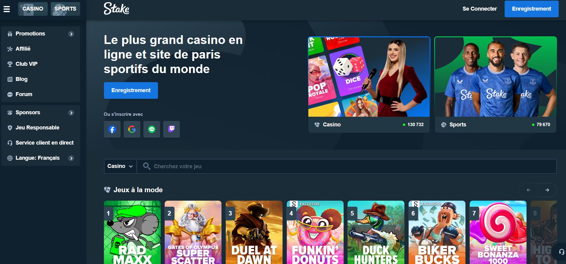 Stake casino accueil