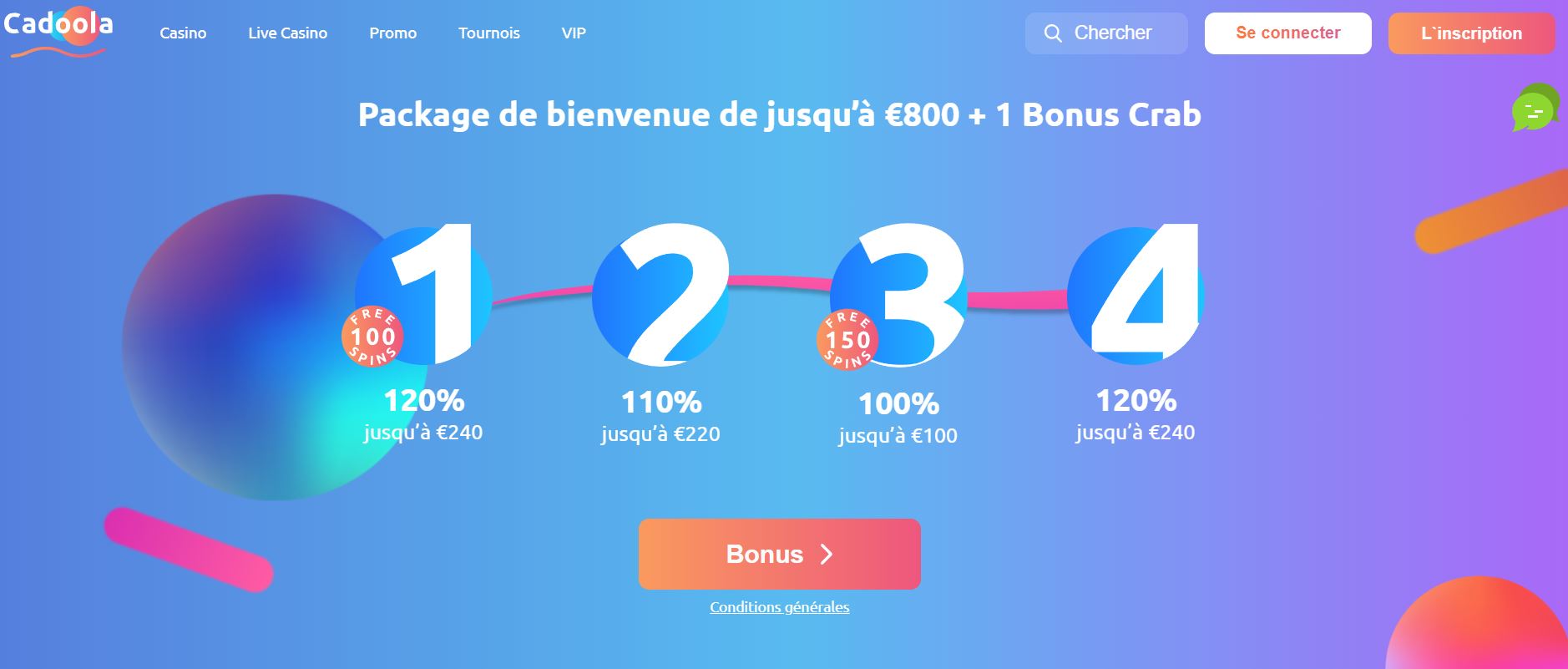 cadoola casino accueil