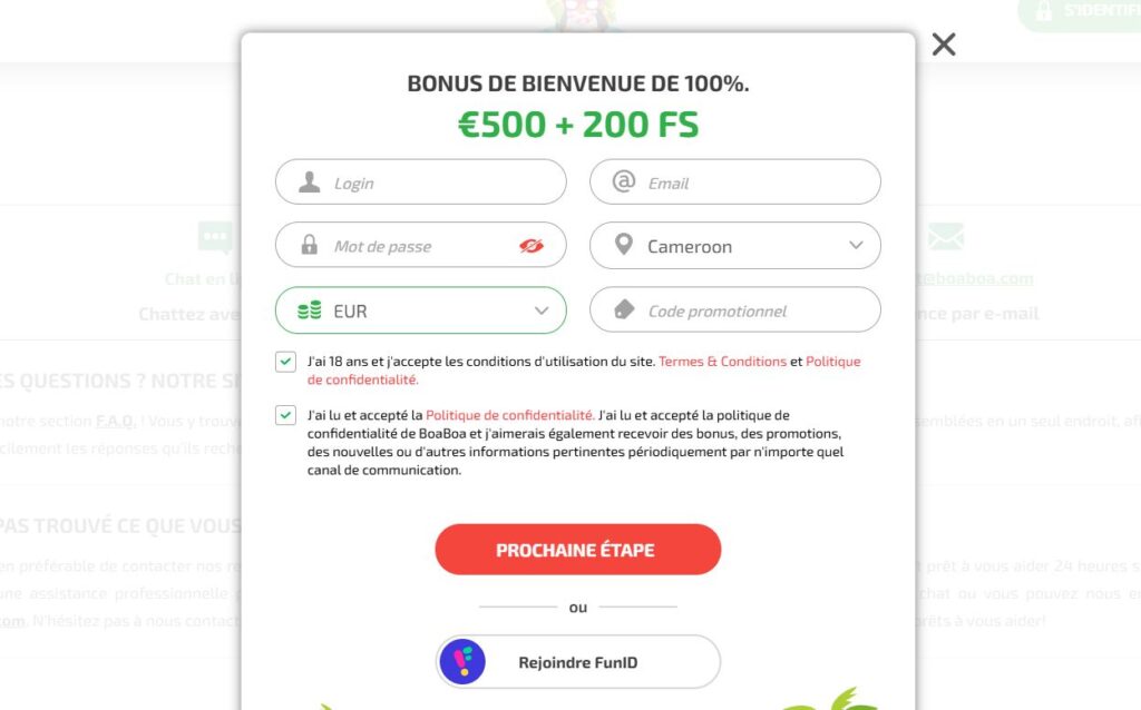 inscription-1024x638 Avis Boaboa Casino Crypto : Jusqu’à 500 € + 200 FS | 2025