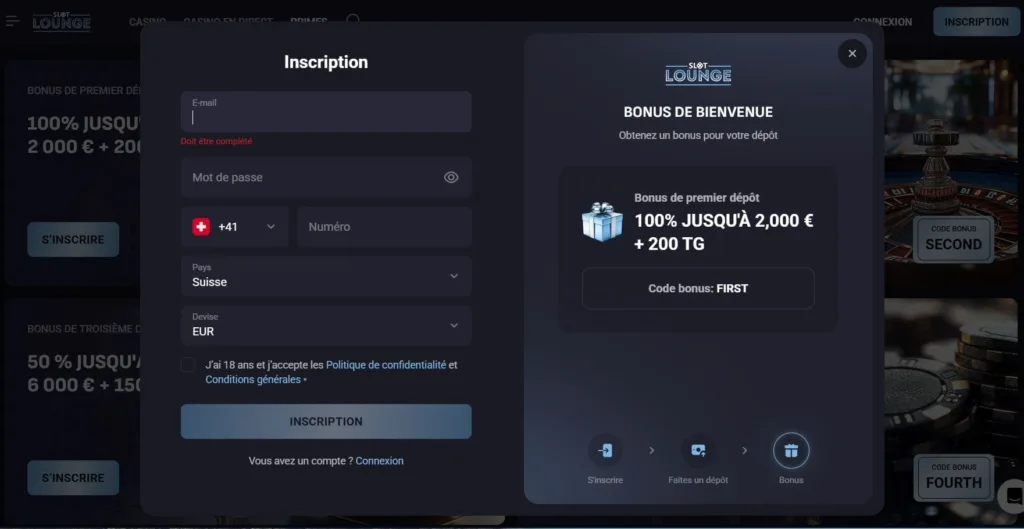 Inscription-3-1024x529 Avis Slot Lounge Casino Crypto: Bonus 15000 € + 350FS | 2025