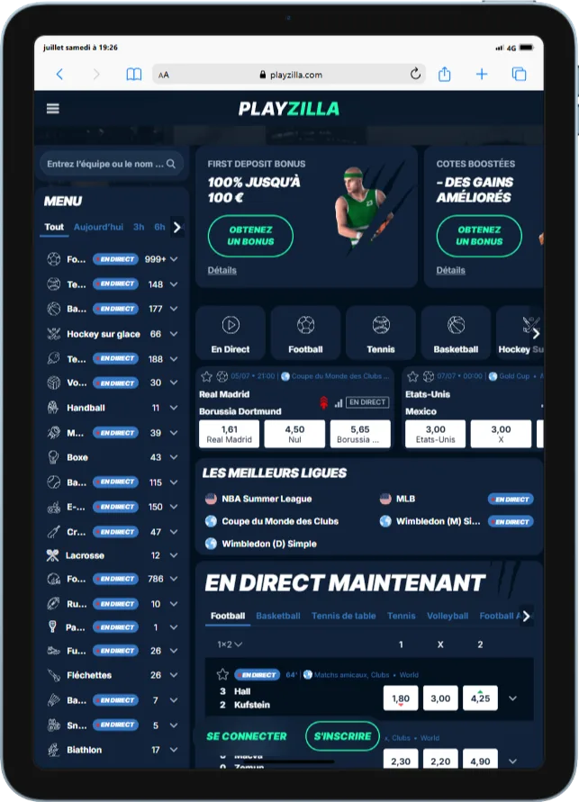 iPad-Air-4-playzilla.com_ Playzilla Bookmaker : Mon Avis sur ce Site de Sports - 2025