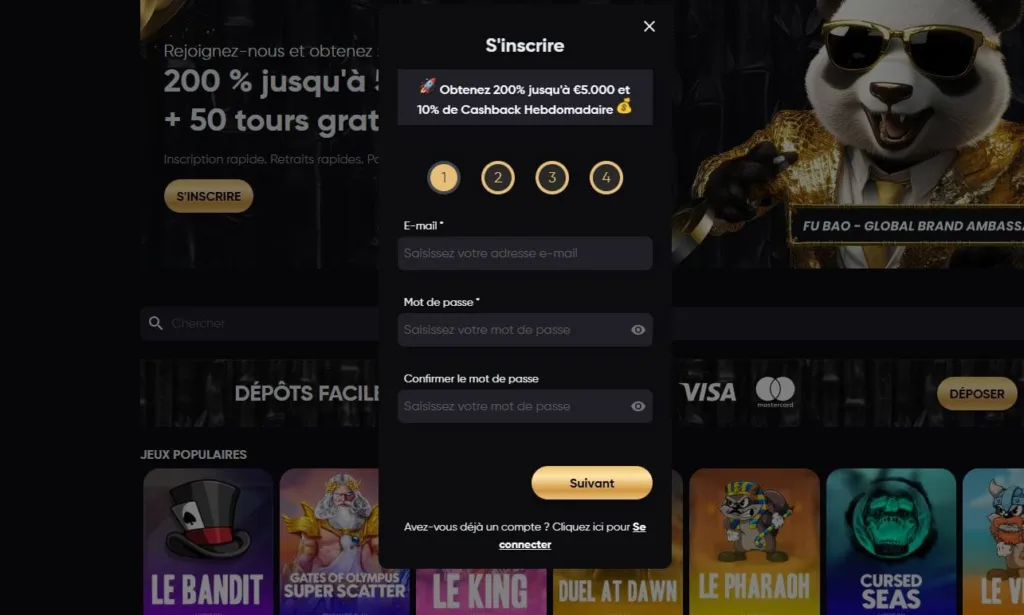 inscription-12-1024x615 Golden Panda Casino Avis 2025 : Bonus jusqu’à 5 000€ + 200FS