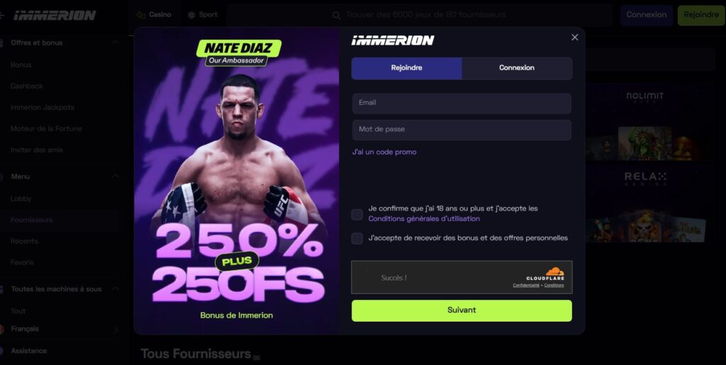 inscription-2-1024x515 Immerion Sports Avis 2025 - Bookmaker Crypto avec Bonus 250%