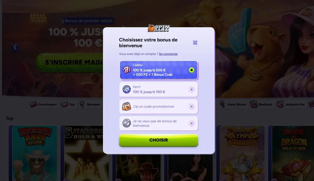 inscription-casino-1024x593 Spinbara Casino Avis 2025 : Bonus jusqu’à 500€ + 200FS + 1BC