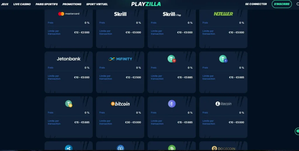paiement-2-1024x518 Playzilla Casino Avis : Crypto, Bonus 500€ + 200FS | 2025