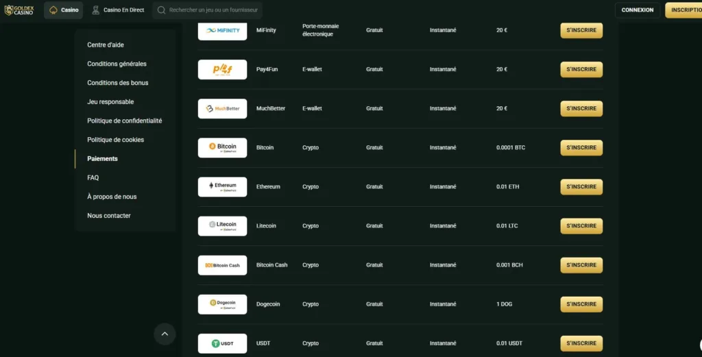 paiement-7-1024x521 Goldex Casino Avis 2025 : Bonus jusqu’à 38 000 €/$ + Crypto