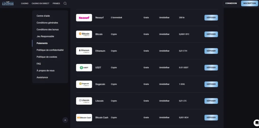 paiements-1024x506 Avis Slot Lounge Casino Crypto: Bonus 15000 € + 350FS | 2025