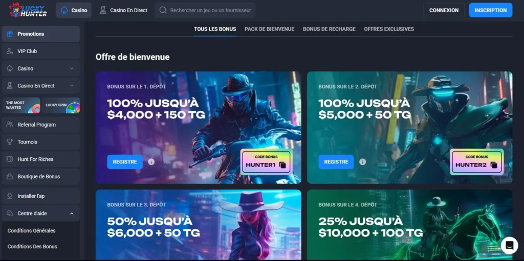promos-2-1024x511 Lucky Hunter Casino Avis 2025 – Bonus 25 000 CAD + 350 TG