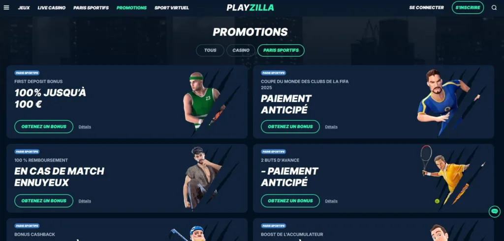 promos-sports-1024x491 Playzilla Bookmaker : Mon Avis sur ce Site de Sports - 2025