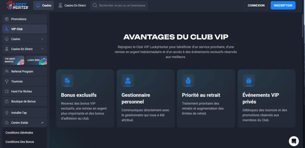 vip-5-1024x496 Lucky Hunter Casino Avis 2025 – Bonus 25 000 CAD + 350 TG