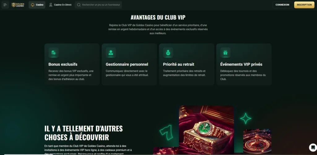 vip-6-1024x502 Goldex Casino Avis 2025 : Bonus jusqu’à 38 000 €/$ + Crypto