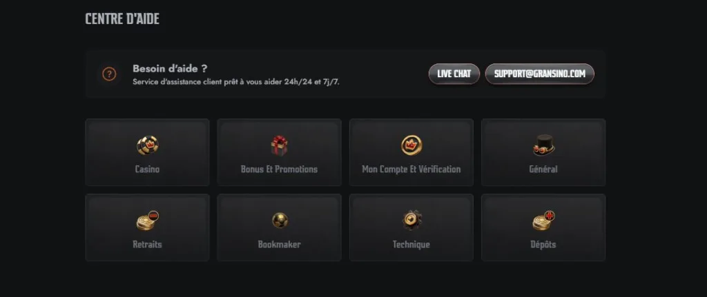 aide-2-1024x431 Gransino Casino Avis 2025 : Bonus 100% jusqu'à 500€ + 200 FS