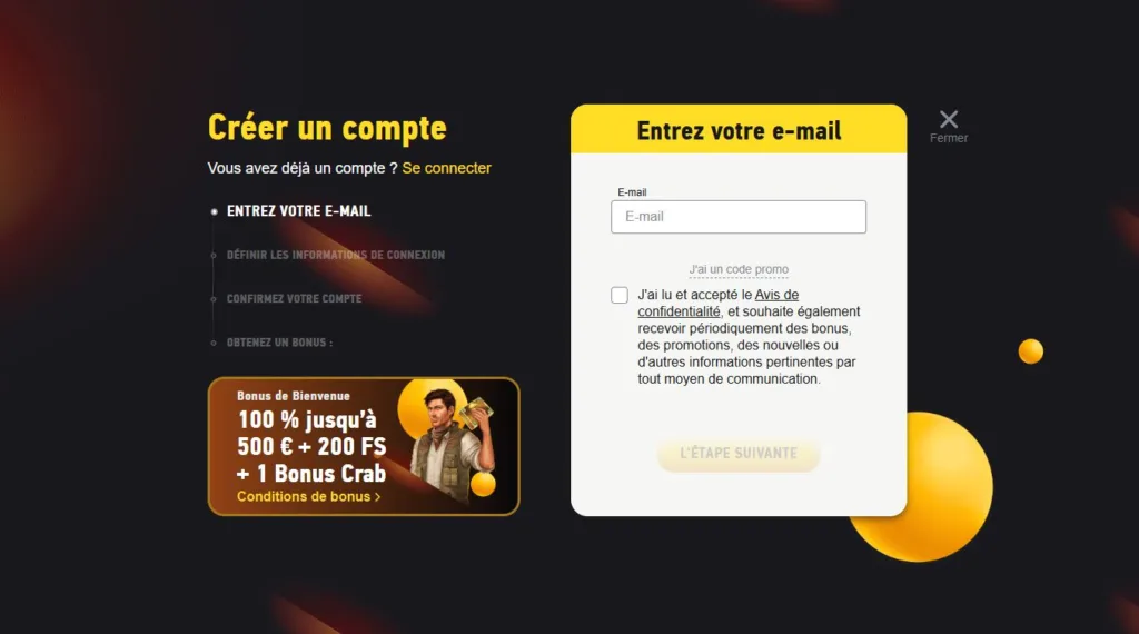 inscription-10-1024x570 FezBet Casino Avis 2025 : Bonus jusqu’à 500 € + 200 FS
