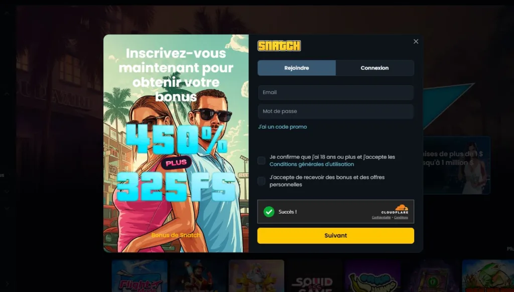 inscription-11-1024x581 Snatch Casino Avis 2025 : Bonus jusqu’à 4 000 € + 325 FS