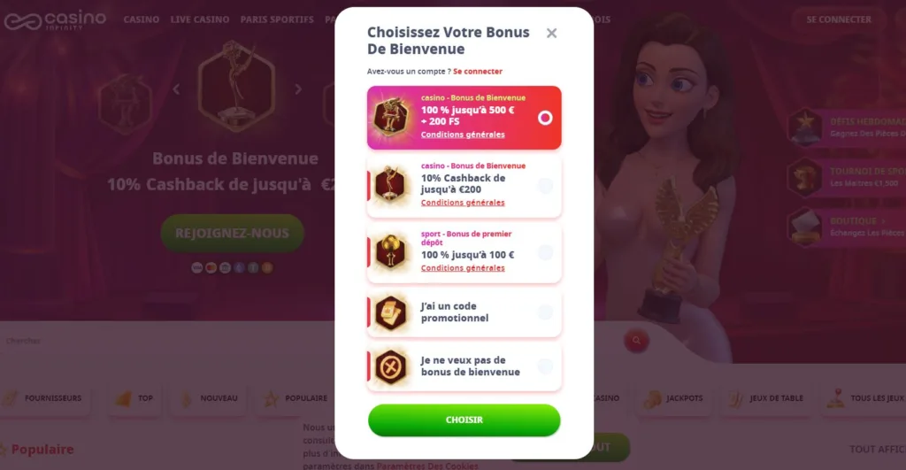 inscription-9-1024x531 CasinoInfinity Avis 2025 : Bonus 500€ + 200FS | Test Complet