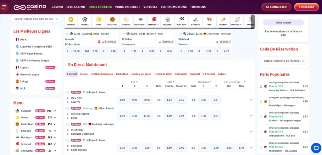 jeux-sports-1024x495 CasinoInfinity Avis 2025 : Bonus 500€ + 200FS | Test Complet
