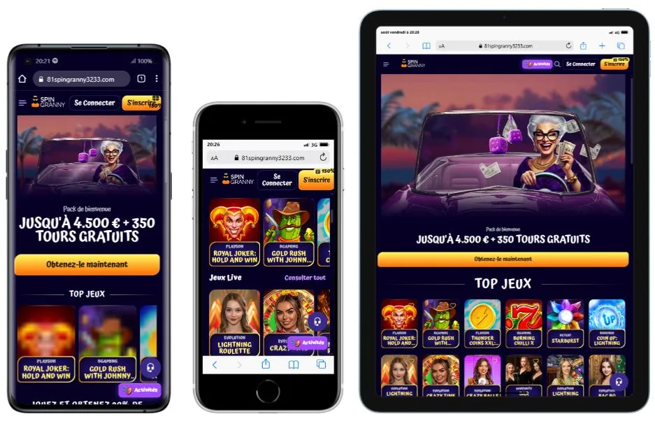 mobile-casino-1 SpinGranny Casino Avis 2025 : Bonus 4 500 € + 300 Free Spins