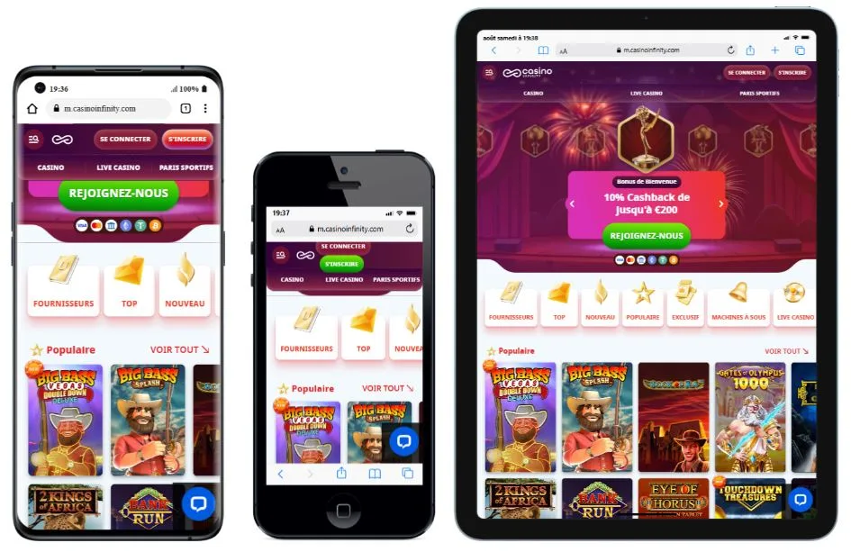 mobile-casino-6 CasinoInfinity Avis 2025 : Bonus 500€ + 200FS | Test Complet