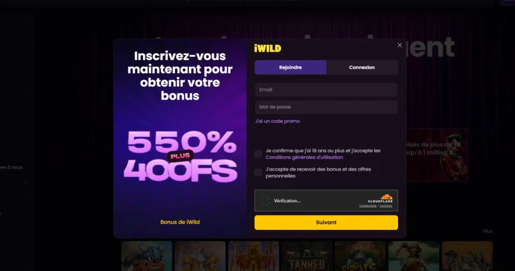 inscription-1024x540 iWild Casino Avis 2025 : Bonus jusqu'à 4 000 € + 400 FS