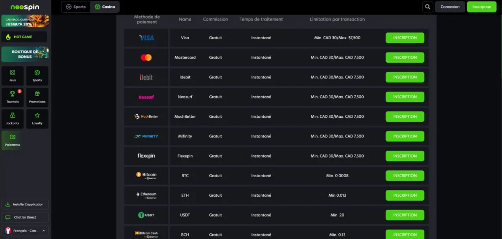 paiements-2-1024x487 Neospin Casino Avis 2025 : Bonus jusqu’à 7000 € / 11000 CAD