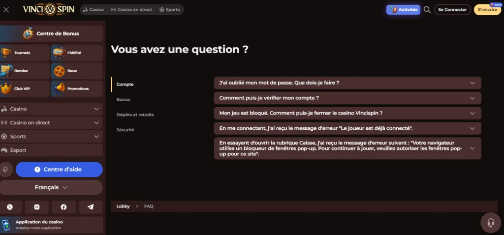 aide-1024x478 VinciSpin Casino 2025 : mon avis sur ce casino crypto