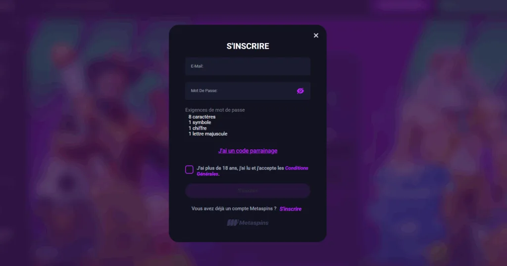 inscription-7-1024x538 Metaspins Casino Avis 2025 | Bonus 100 % jusqu'à 1 BTC