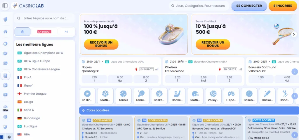 sports-10-1024x481 CasinoLab Casino Avis 2025 - Bonus 500 € + 200 FS + 1BC