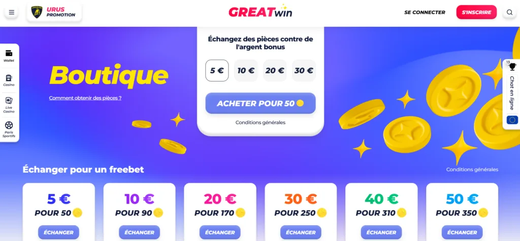 boutique-1-1024x476 Avis GreatWin Casino : Test et bonus jusqu’à 500 € + 200 FS
