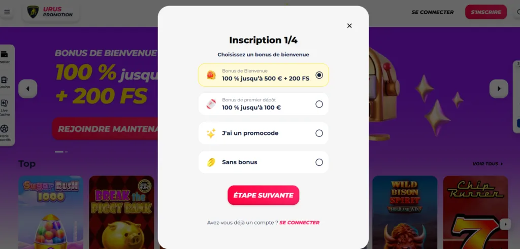 inscription-1-1024x491 Avis GreatWin Casino : Test et bonus jusqu’à 500 € + 200 FS