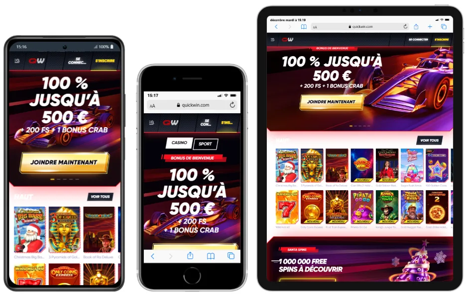 mobile-2 Avis QuickWin Casino : bonus jusqu’à 500 € + 200 FS + 1 bc
