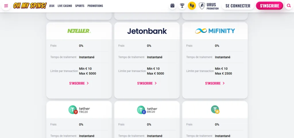 paiement-4-1024x482 OhMySpin Casino avis 2026 : Ma revue sur ce casino crypto