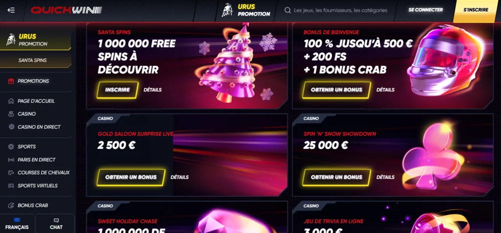 promos-1-1024x477 Avis QuickWin Casino : bonus jusqu’à 500 € + 200 FS + 1 bc