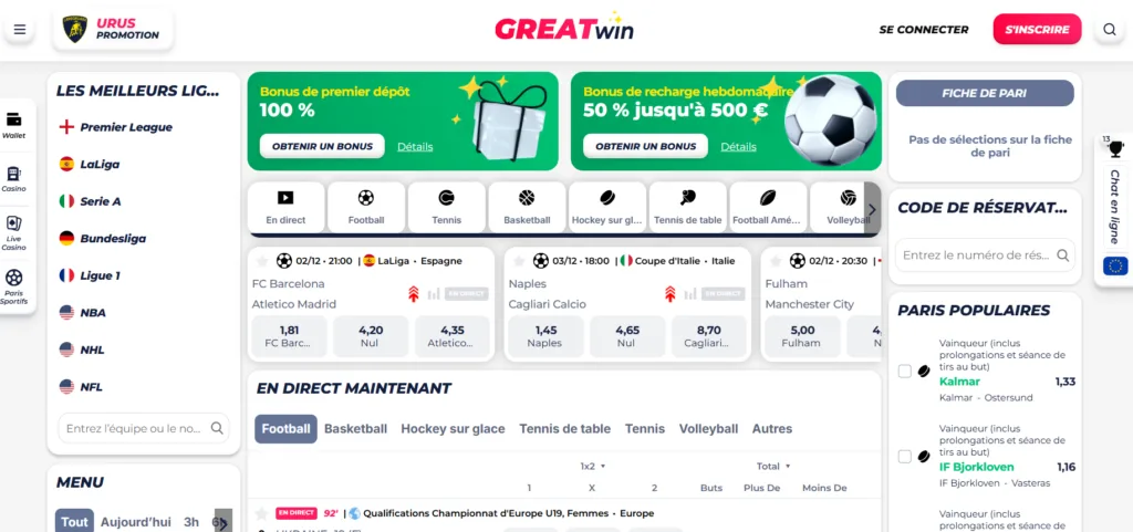 sports-1-1024x481 Avis GreatWin Casino : Test et bonus jusqu’à 500 € + 200 FS