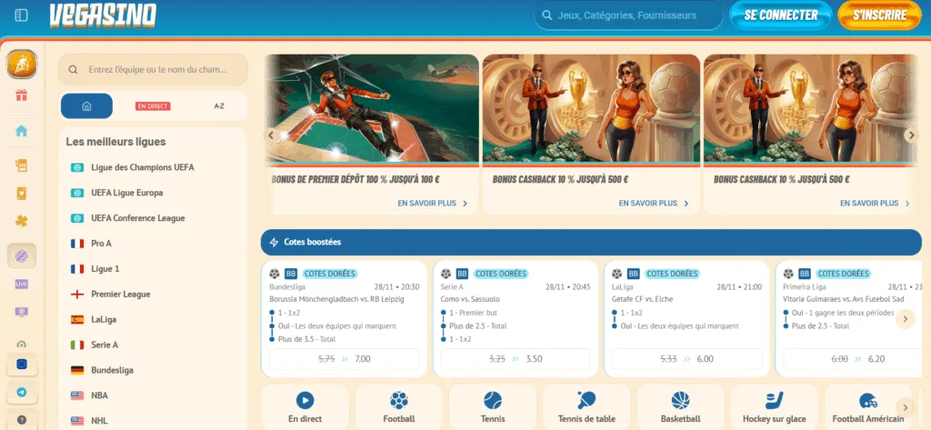 sports-1024x473 Avis Vegasino Casino : Bonus jusqu’à 500 € + 200 FS + 1 BC