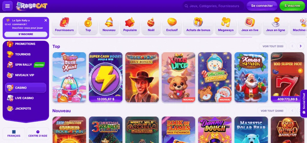 jeux-1024x479 Avis Robocat Casino 2026 : Bonus 500 € + 200 + 1 bonus crab