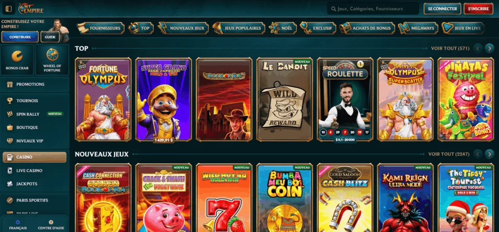 jeux-3-1024x477 Avis MyEmpire Casino 2026 : Test & bonus jusqu’à 500 €