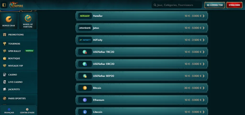 paiement-6-1024x481 Avis MyEmpire Casino 2026 : Test & bonus jusqu’à 500 €