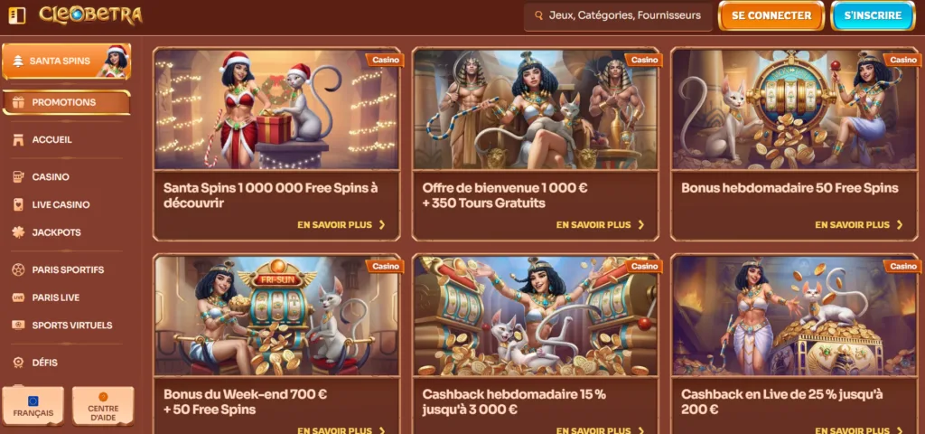 promos-1-1024x480 Cleobetra Casino Avis 2026 : Bonus jusqu’à 1 000 € + 350 FS