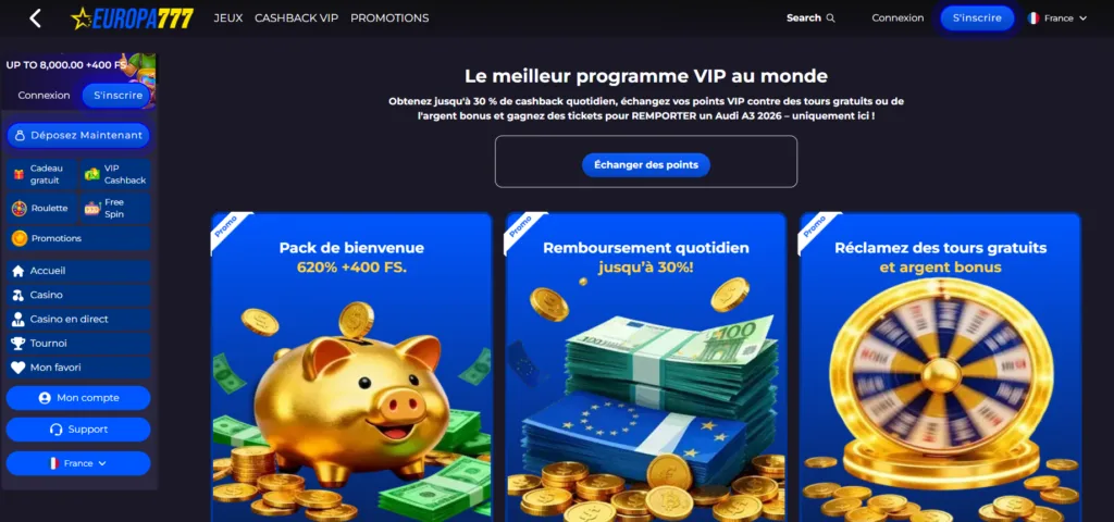 vip-10-1024x480 Europa777 Casino Avis 2026 | Bonus jusqu’à 8 000 € + 400 TG