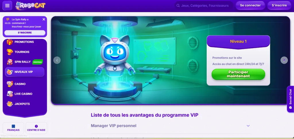 vip-1024x484 Avis Robocat Casino 2026 : Bonus 500 € + 200 + 1 bonus crab