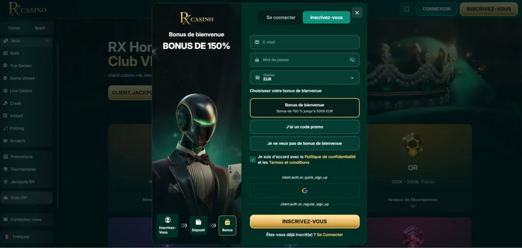 inscription-1-1024x486 Avis RX Casino – Ma Revue Complète 2026