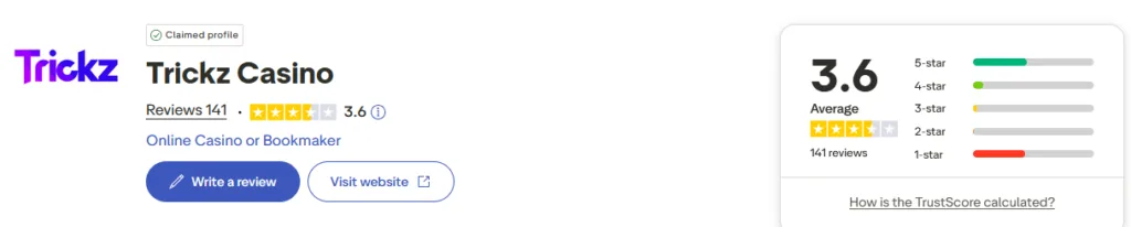 trustpilot-1024x206 Avis Trickz Casino – Ma revue pas à pas de 2026