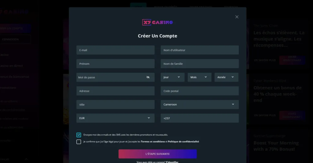 inscription-1024x534 X7 Casino : mon avis détaillé sur ce casino crypto