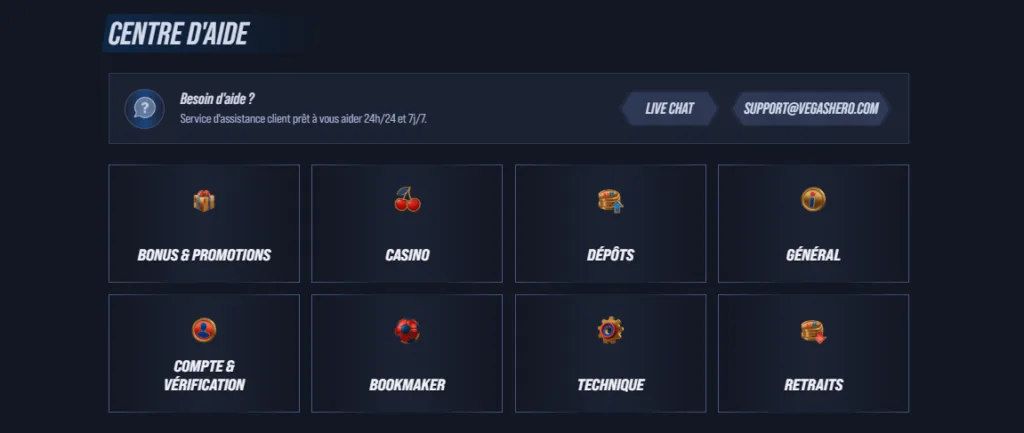 aide-1024x433 Avis VegasHero Casino : Le Super-Héros des Casinos Crypto ?