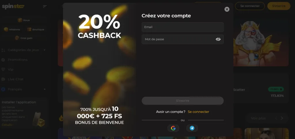 inscription-1024x483 Avis Spinstar Casino : Ma revue complète pour 2026